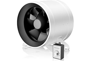 Hon&Guan HI-PE Rohrventilator 200mm Super Luftmenge 1411m³/h Energieeinsparung EC-Motor Geräuscharm Rohrlüfter Lüftungsgebläse für Growzelt Gewächshaus Garage Küche Belüftung