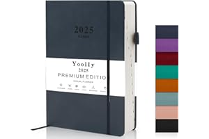 Yoolly 2025 Diary Planner, 2025 Diary A5 Page A Day, Thick Pages Notebook, Year Daily Calendar Planner, Complete Business Planner, Agenda and Journal Organiser (Dark Blue)