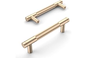 Amerdeco 10 Stück Gerändelte Schrankgriffe Gold Griffe Möbel Möbelgriffe 96mm Lochabstand Türgriffe küche Schubladengriffe küchengriffe Vintage Griffe für Küchenschränke Kommode Schrank