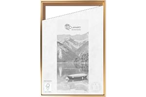 CLAMARO 'SFR35' Shadow Joint Frame for DIN A3 (29.7 x 42 cm) Stretcher Frame | Gold | MDF Wood Picture Frame for Stretcher Frame Canvas with Hanger and Mounting Material