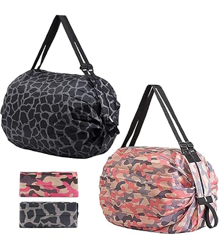 2 Style Shopping Bag Pieghevole Con Cerniera, Forti Borse Di - 4