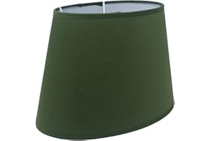 B & S Lampenschirm Stofflampenschirm in Leinenoptik Oval für E14/E27 Fassung H 22 (grün)