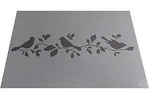 SOLITARYDESIGN Vintage Shabby Chic birds on tree flower plastic stencil A4 297x210mm for furniture walls DES2
