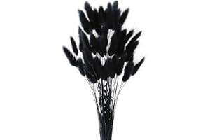 FENGCHUANG Pampasgras Getrocknet Trockenblumen, 45cm 50 Stück Getrocknete Natürliche Pampasgras Pflanzen Flauschige Trockenblumen (Schwarz)