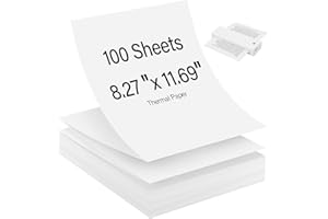 KASANNI Papier Thermique A4, 100 Feuilles Papier Imprimante Thermique, Sans BPA, Séchage Rapide, Compatible Avec La Plupart des Imprimantes Thermiques A4, pour Imprimante Thermique pour Documents, Pages Web