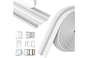 Maudzlan 236 inch/6m Window Draft Blocker,Insect Proof Self-Adhesive Insulation Seal Strip Draught Excluder Sound Proofing Strip, Foam Tape for Windows Doors (White), (Maudzlan01)