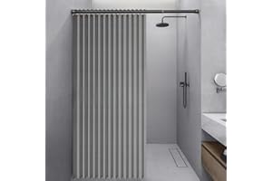 Momooda Cortina Ducha Plegable Resistente, Cortina de Ducha de Lino antimoho con imán a Prueba de Salpicaduras, Cierre rápido, Grigio, 100x200cm