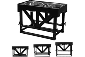 STANEW Faltbarer Haustiernapf,4 Höhenverstellbarer Napfständer mit 2x1.2L Edelstahlschalen Erhöhter Futternapf, Geeignet für Kleine, mittlere und große Hunde, Hundenapf Abnehmbar