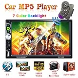  [Pantalla capacitiva digital de alta definición de 7 pulgadas]: Pantalla táctil capacitiva más sensible, compatible con el formato de video 1080P, la resolución es suficiente para que pueda ver videos de alta definición, lo que le brinda un disfrute visual súper claro. También hay 7 colores de botón clave.Admite micrófonos externos (no incluidos) 