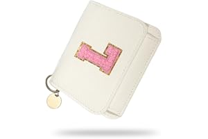 JEKUGOT Girls Wallet, Initial Women's Wallets, White Small Wallet for Kids with 5 Card Slots Holder, Personalised Purses Gifts for Girls and Women, Birthday Gift, Christmas Gifts, Travelling Wallets Gift (L)