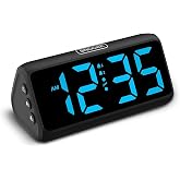 Netzu Derin uykular i&ccedil;in y&uuml;ksek sesli &ccedil;alar saat, LED ekranlı, &ccedil;ift alarm, 5 parlaklık kısıcı, 4 ses seviyesi, kapatma hafıza