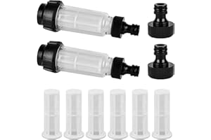 VEGENA Filtre à Eau pour Nettoyeur Haute Pression, 2 Pièces Filtre Anti-sable, Kit de Filtres avec 6 Insert de Filtre, 4 Raccords Enfichables, Filtre Tuyau Arrosage pour Pompe Jardin, Arrosage de Jardin