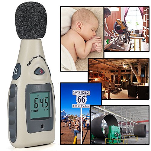 GrandBeing®LCD Tragbar Digital Sound Level Meter Schallpegelmesser 30dBA~130dBA mit eine 9V batterie (Schallpegelmesser) - 6