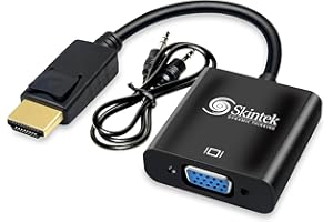SKINTEK DYNAMIC THINKING Skintek SK-04-HV Adaptateur HDMI vers VGA (D-SUB), 1080p 60Hz, Port Audio 3.5mm, pour PC et Ordinateur Portable. pour connecter Un PC/Portable à Un Moniteur, avec entrée VGA. Câble de 15 cm.