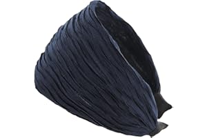 ‎AXY axy Breiter Haarreif mit Plissierter Stoff in Tuchoptik - Wunderschön Damen Stirnband Haarschmuck Haarreifen HR32B (Navy Blau)
