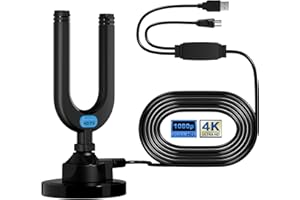 DISWOE Antenne TV Intérieur Puissante TNT, 2024 Le Plus récent Antenne TV Intérieur avec Amplificateur de Signal à Gain Élevé, Compatible avec TV Portable 4K 1080P et Tous Les TV