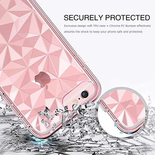 BENTOBEN Funda iPhone 6 Plus Carcasa iPhone 6s Plus Capa Case Cover TPU Suave y Anti-rasgu os Transparente 3D Modelo Geom trico de Diamante con Textura Funda para iPhone 6 Plus 6S Plus Rosa Oro BENTOBEN Funda iPhone 6 Plus Carcasa iPhone 6s Plus Capa Case Cover TPU Suave y Anti-rasgu os Transparente 3D Modelo Geom trico de Diamante con Textura Funda para iPhone 6 Plus 6S Plus Rosa Oro