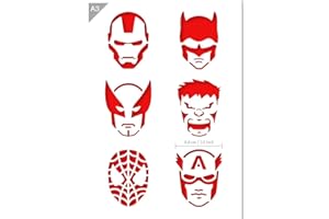 QBIX - Stencil per supereroi, motivo: Ironman, Wolverine, The Hulk, Spider Man, Capitan America, formato A3, riutilizzabile per bambini, per pittura, pasticceria, artigianato, pareti, mobili