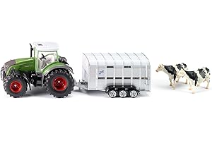 Siku John Deere Tractor for Williams Livestock Trailer and 2-Cows Playset