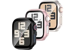 JDBLHM 40mm Case for Apple Watch SE 2nd Gen/SE 1st gen/Series 6/Series 5/Series 4 with Tempered Glass Screen Protector,Slim Face Cover and Protective Bumper for iwatch 40mm,3packs