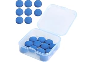 DAJISI 20 Pcs Cue Tips 10 mm Leather Pool Tips Snooker Cue Tips Pool Billiard Cue Tips Pool Stick Replacement Kit Blue Diamond Snooker Cue Tips with Plastic Storage Box for Pool Cues and Snooker