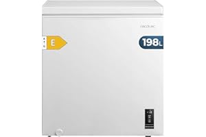 Cecotec Congelador Horizontal 198L Bolero CoolMarket Chest 198P White E. Cesta con Asas, Control Electrónico LED, UltraContact D-Cool, Dual Function, Puerta ZeroG (80º-30º), Fast Freezing, Compacto