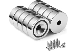 Countersunk Hole Magnets, BTLIN Strong Rare Earth Magnets, Round Cup Neodymium Magnets for Home Kitchen Workplace 22 LB Holding Force 0.79 inch x 0.2 inch 10 Pack