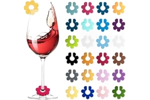 SGERUFZ 24 Pezzi Segnabicchieri Silicone, Segna Bicchieri Calici, Colorati Riutilizzabili per Varie Tazze, Forniture per Decorazioni, per Calici, Natalizi, Accessori Vino