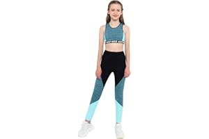 dPois Enfant Fille Ensemble Sport Survêtement Brassière Sport Pantalon Yoga Fitness Vêtement de Gymnastique Tenue Athlétique Collant Leggings Danse 3-16 Ans