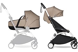 BABYZEN Cochecito Completo YOYO2 - Incluye YOYO Capazo (Topo), Chasis (Blanco) & YOYO Pack 6+ Color (Topo) - Para Niños Hasta 22 kg