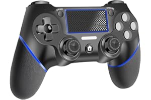 LATEC Controller für PS4, Wireless Controller Gamepad mit Turbo, Doppelter Vibration, 6 Achsen Gyro Sensor, 600 mAh Akku, Touchpad, 3.5mm Audio Jack Blau