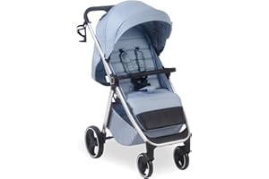 My Babiie MB160 Pushchair – from Birth to 4 Years (22kg), 4-Wheel Suspension, Large Basket, XL Canopy, Foldable, Compact, Stroller with Footmuff, Cup Holder, Rain Cover – Blue Plaid
