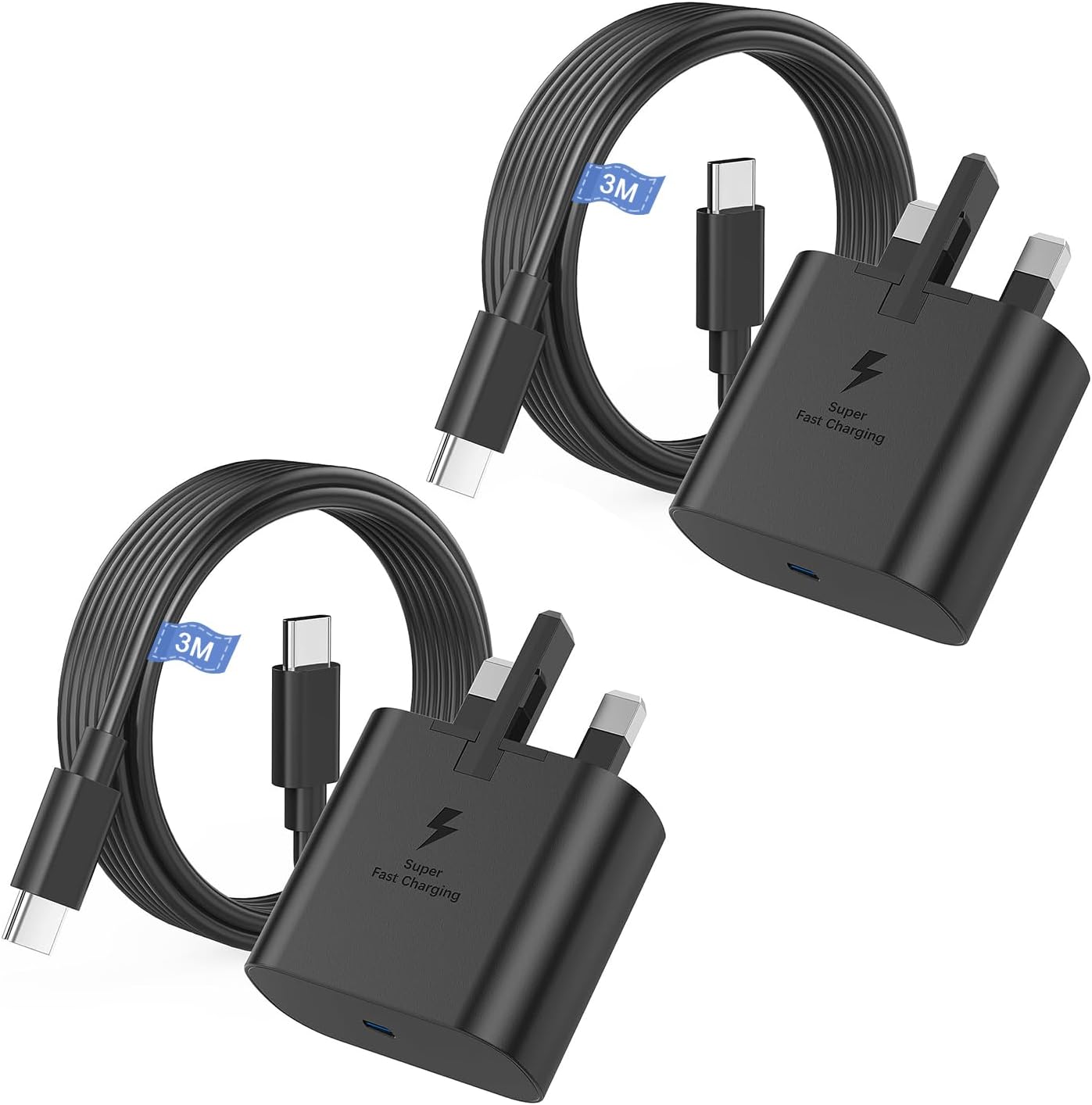 Samsung Fast Charger USB C 3M Long USB Type C Phone Charging Cable and Plug USBC for Samsung Galaxy S25/S24/S23/S22/S21/S20/A17/A16/A15/A22/A23/A25/A26/A33/A34/A35/A36/A52/A53/A54/A55/A56,2Pack