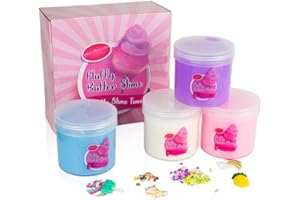 THE GLOWHOUSE Kit di 4 soffici slime, caramelle e burro di frutta, super elastico, giocattolo antistress, per ragazze e ragazzi