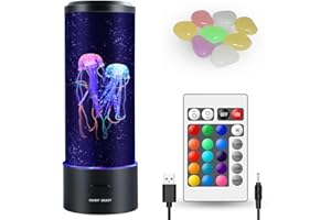 Autbye Elektrische Quallenlampe, Quallen-Aquarium-Tischlampe, Quallen-Lavalampe für Erwachsene, Farbwechsel, Quallen-Aquarium, Heimdekoration und Raumstimmungslicht mit (Color 1)