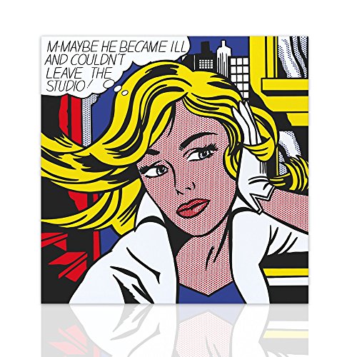 Tableau sur toile Image sur toile m-maybe bandes dessinées - hommage moderne Roy Lichtenstein prête à accrocher - Canvas avec cadre en bois faits à la main - Design Colorscrazy