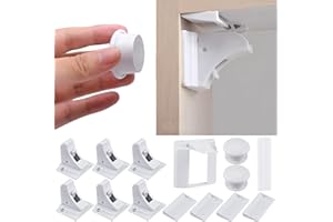 KDIMSU 6 Stück Kindersicherung Schrank + 2 Magnetische Kindersicherung Schlüssel, Babysicherheit Magnetisches Schrankschloss, ohne Bohren und Schrauben, Schubladenschloss für Küche und Wohnzimmer