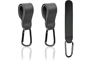 NJCXOLA Crochet Poussette, 2 Pièces Crochets Pour Attache Poussette Mousqueton Accroche, Attache Sac a Langer Poussette Universel Sac a Langer Pour Suspendre Les Sacs Et Faire Les Courses (Noir)