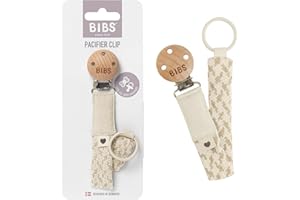 ‎BIBS BIBS Pacifier Clip. Schnullerkette. Bio-Baumwolle. Dänisches Design. 100% Bio-Baumwolle, 0-36 Monate (1er Pack), Ivory/Vanilla