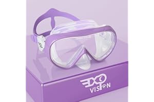 ‎EXP VISION Kinder Taucherbrille 180° Panorama Kind Schnorchelmaske, Anti Nebel Tauchmaske gehärtetes Glas Schwimmmaske Junge Silikon Tauchermaske Mädchen Schwimmbrille mit Nasenabdeckung 4-16