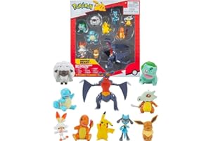 Pokémon Set di 10 personaggi – 5 – 11 cm – Garchomp, Pikachu, Charmander, Squirtle, Bulbasaur, Eevee, Scorbunny, Cubone, Wooloo & Riolu – Ultimo 2022 – Giocattoli ufficiali