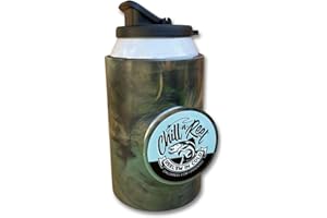 Chill-N-Reel Fishing Can Cooler with Hand Line Reel Attached | Hard Shell Drink Holder Fits Any Standard Insulator Sleeve or Coozie | Unique Fun Fishing Gift