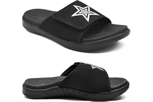 KuaiLu Claquette hommes sandales de sport pour hommes pantoufles Reglables en cuir soutien de la voûte plantaire sandales à bout ouvert chaussures de plage et piscine d'été