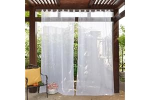 PONY DANCE Rideau Voilage Blanc - Rideaux D'extérieur & Intérieur Tissu Polyester Voile à Pattes pour Décoration Maison, L 137 x H 213 cm, 1 Pièce