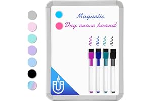 VUSIGN Small White Board Dry Erase, 22 x 28 cm Magnetic Dry Erase Board, Mini Whiteboard with Markers for Kids, Students, Fridge, Wall, Locker, Grey