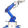 RoboWings™ 5-DOF Robotic Arm with Stable Base and Legs for STEM Projects, 3D Printed Plastic Parts, Medium Size, DIY Project Kit with Nuts and Bolts for Robotics Education (White and Blue)