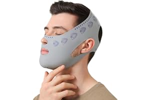 QOMJUFA fascia lifting viso orecchie,fascia post lifting viso,maschera riutilizzabile a V,doppio mento cintura viso v line,Può essere utilizzato in qualsiasi momento,Grigio