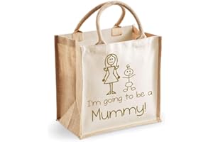 60 Second Makeover Limited Medium Jute Bag I'm Going To Be A Mummy Natural Bag Gold Text New Mum