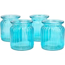 4 Photophores En Verre Rouge 8x9 Cm - Petits Vases Décoratifs Pour Bougies Chauffe-plat Ou Fleurs