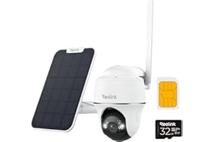 Reolink 4G LTE Cellular Outdoor Security Camera + 32GB SD Card, No WiFi Security Camera Outdoor Wireless Go PT Plus+Solar Panel, 3K HD Color Night Vision, Person/Vehicle/Animal Detection, 2-Way Audio